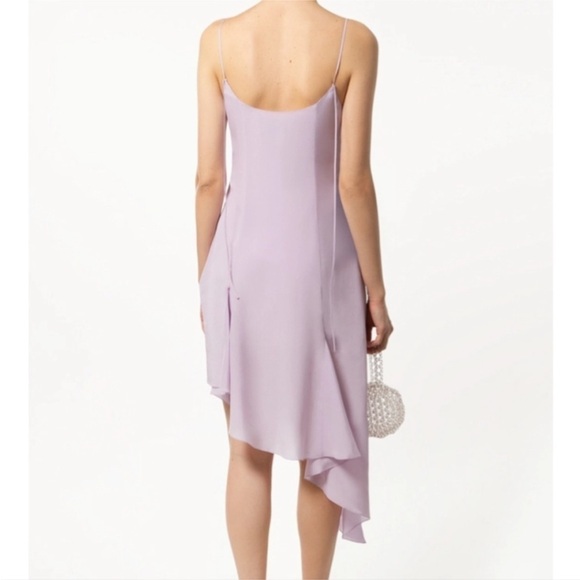 NWOT MATERIEL TBILISI Sz 10 Silk Asymmetrical Flare Slip Dress In Lilac Lavender - Picture 4 of 11